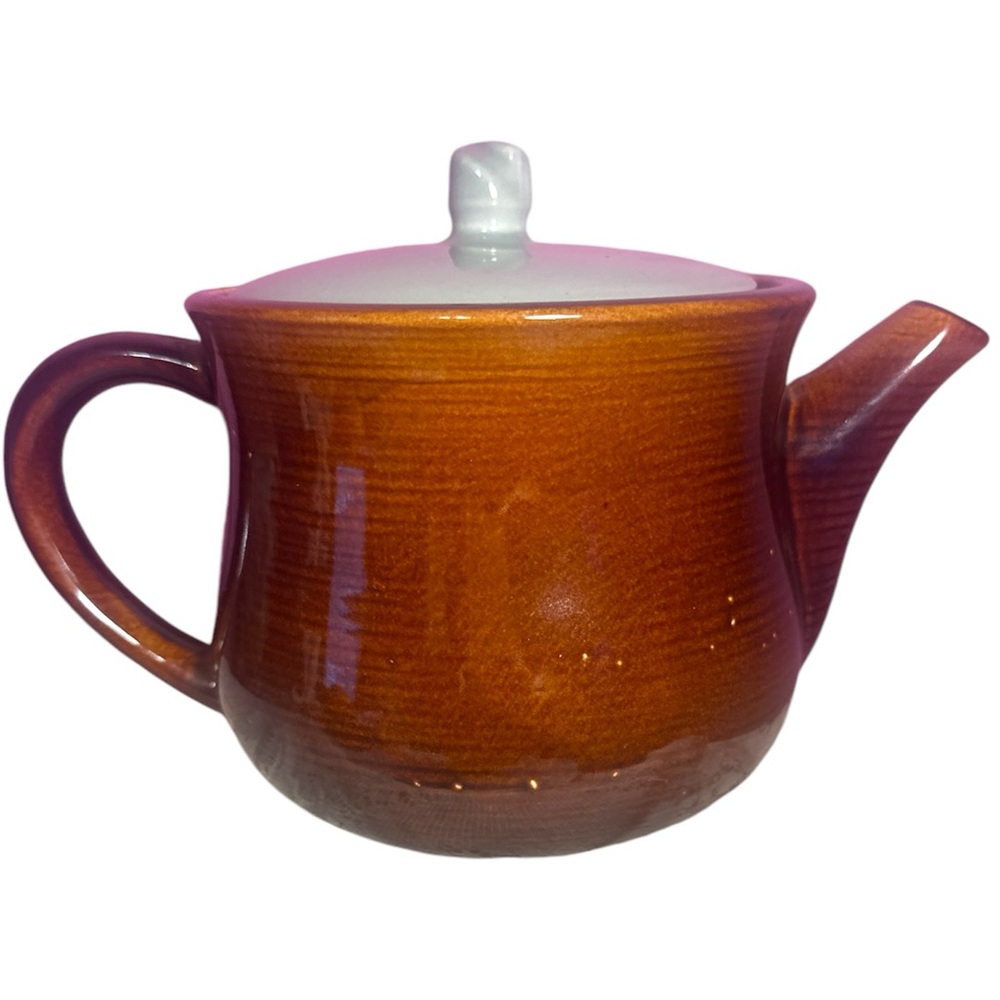 Vtg Red Wing Pottery USA Village Green & Brown Teapot 54oz